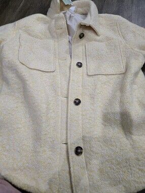 H&M Pale Yellow Bouclé Button-Up Jacket